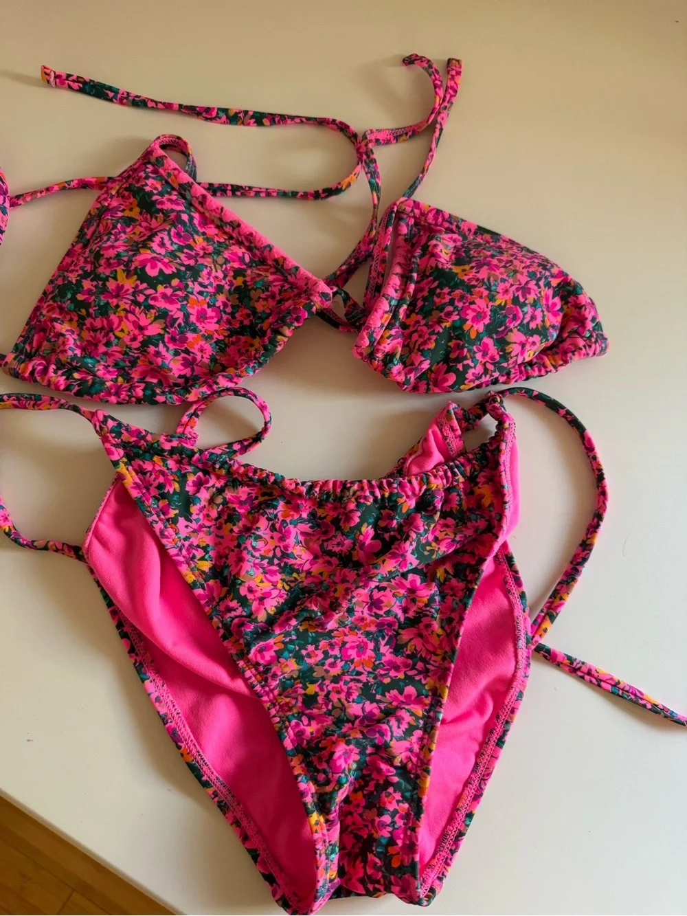 wild fable Pink Floral Girls Two-Piece Swim Set